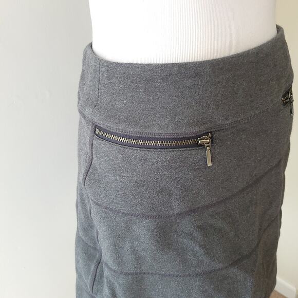 Athleta Strata Skirt A-Line Gray Cotton Zip Pockets Elastic Waist XS - Picture 6 of 12